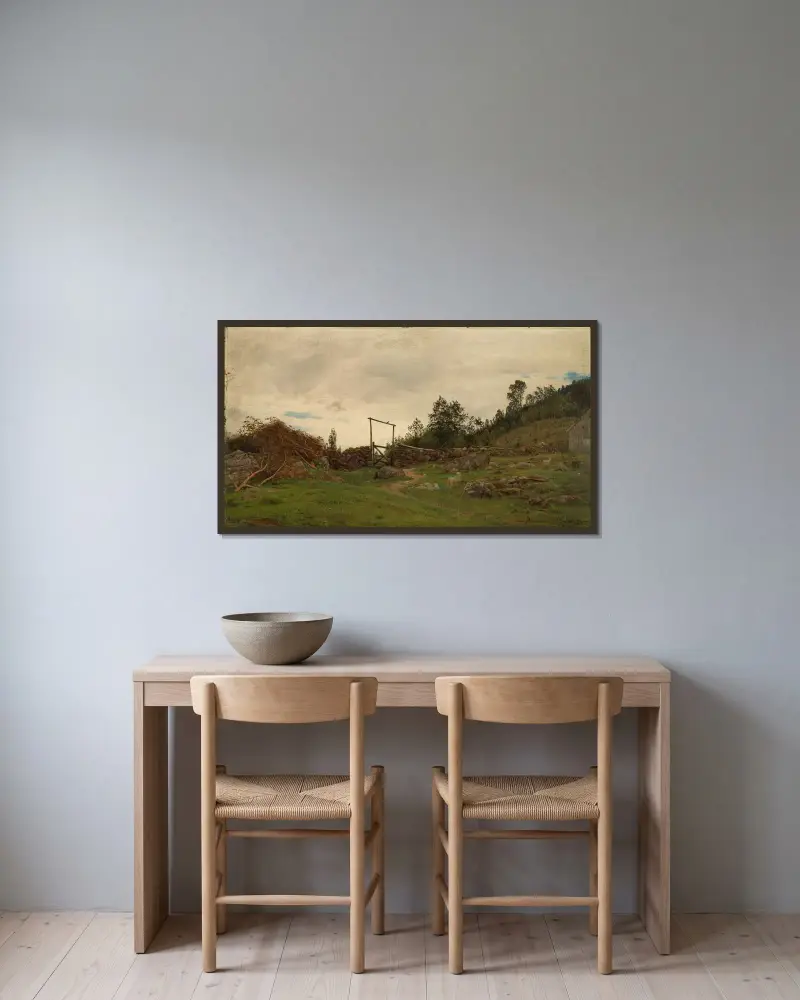 Utmark. Ølve, Hardanger av Amaldus Nielsen inramad på en vägg