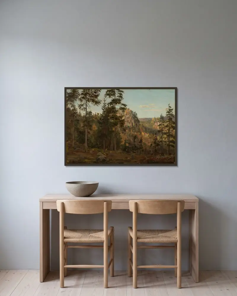 Ved sundet, Bjelland av Amaldus Nielsen inramad på en vägg