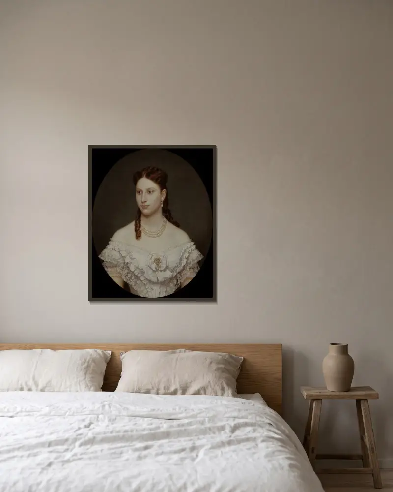 Lovisa (Lovisa Josefina Eugenia) 1851–1926, Königin von Dänemark, Prinzessin von Schweden und Norwegen von Amalia Lindegren gerahmt an einer Wand