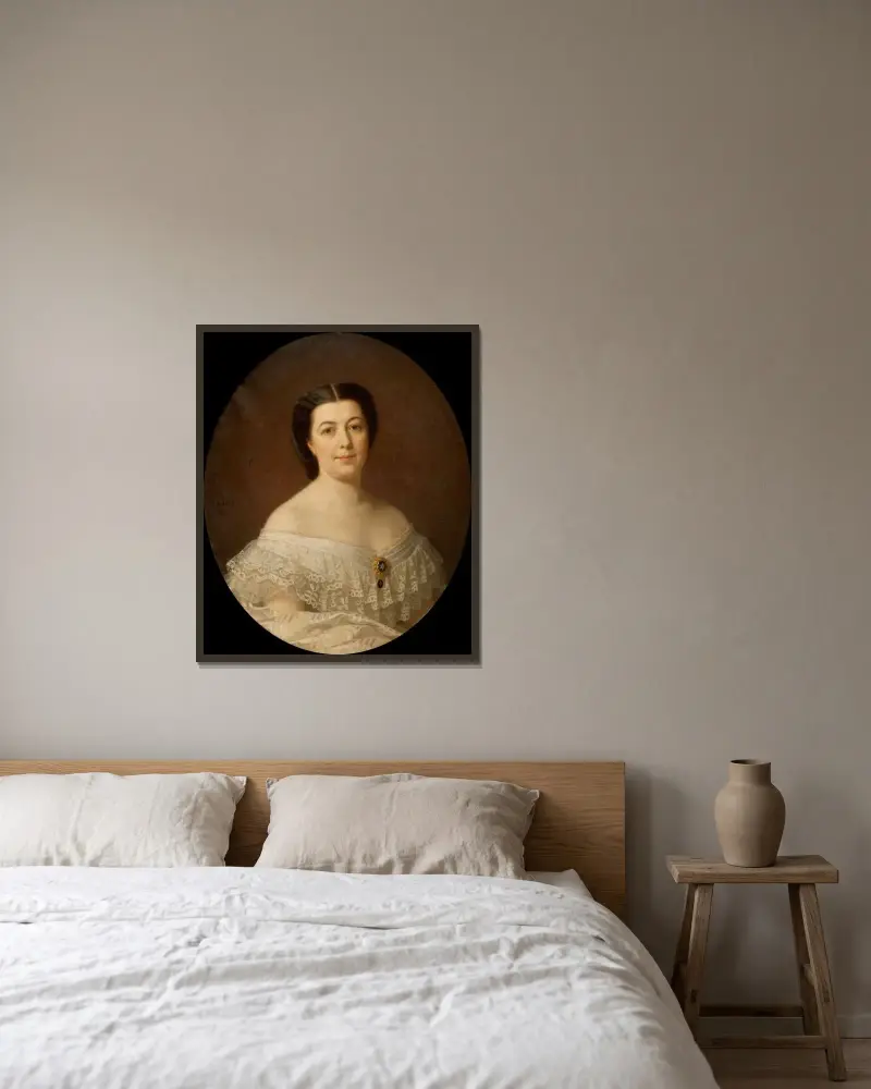 Oscara Fredrica Leopoldina Wahlström av Amalia Lindegren inramad på en vägg