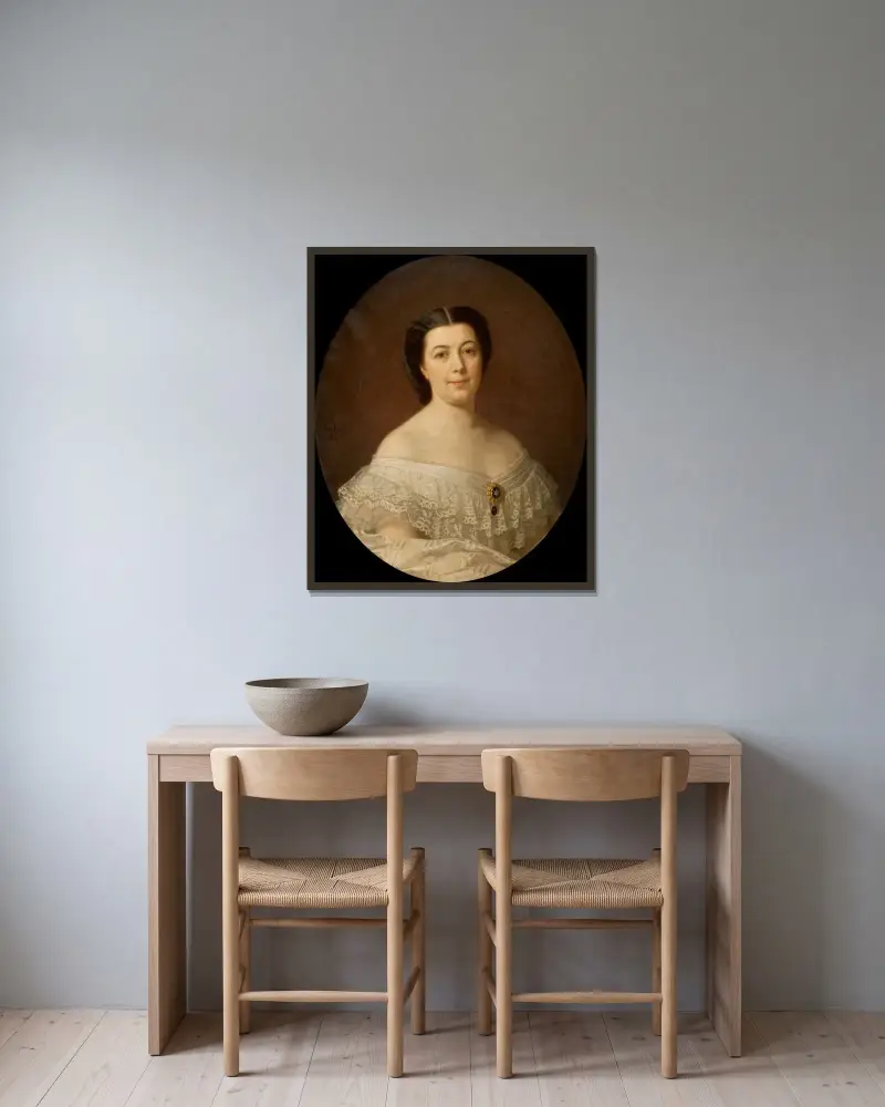 Oscara Fredrica Leopoldina Wahlström av Amalia Lindegren inramad på en vägg
