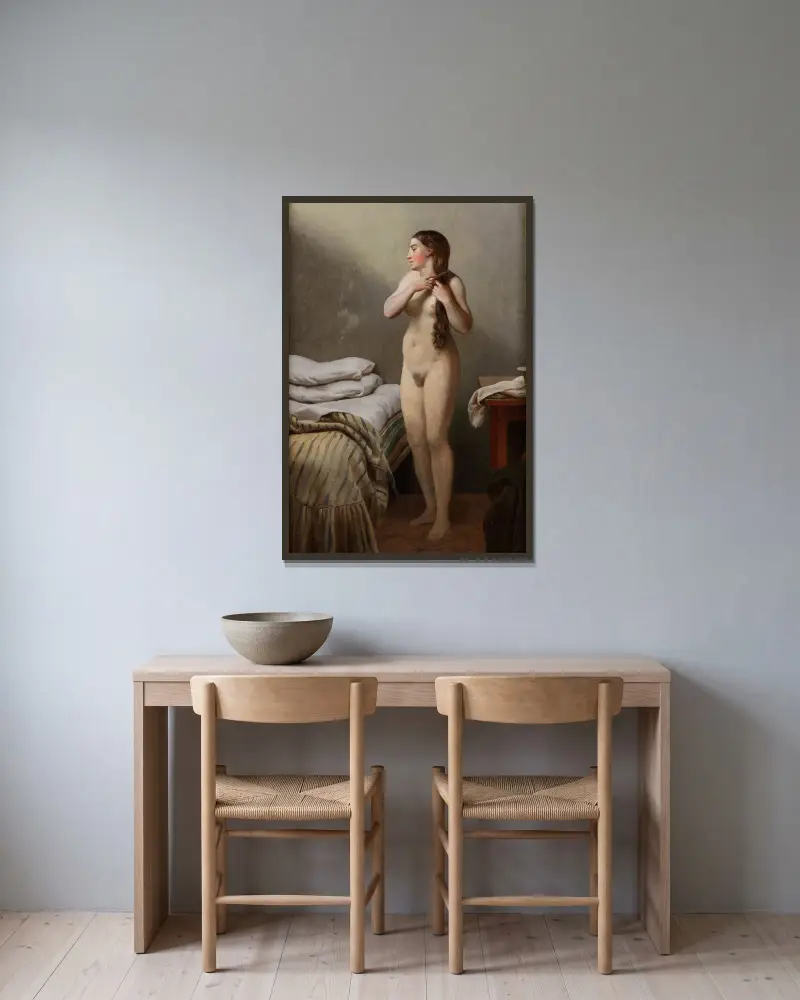 Studie av kvinnlig modell av Amalia Lindegren inramad på en vägg