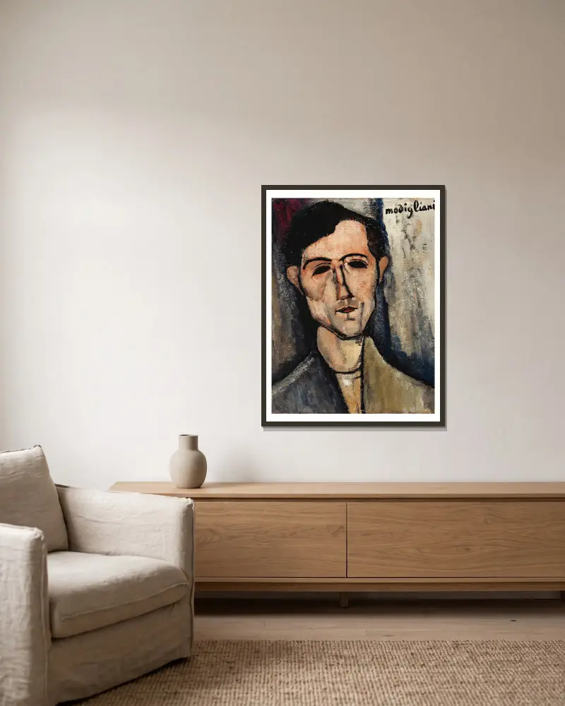Muž, Amedeo Modigliani v rámu na stěně