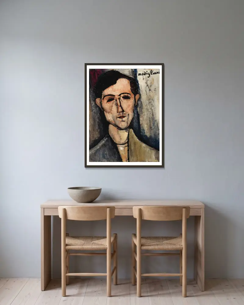 Muž, Amedeo Modigliani v rámu na stěně