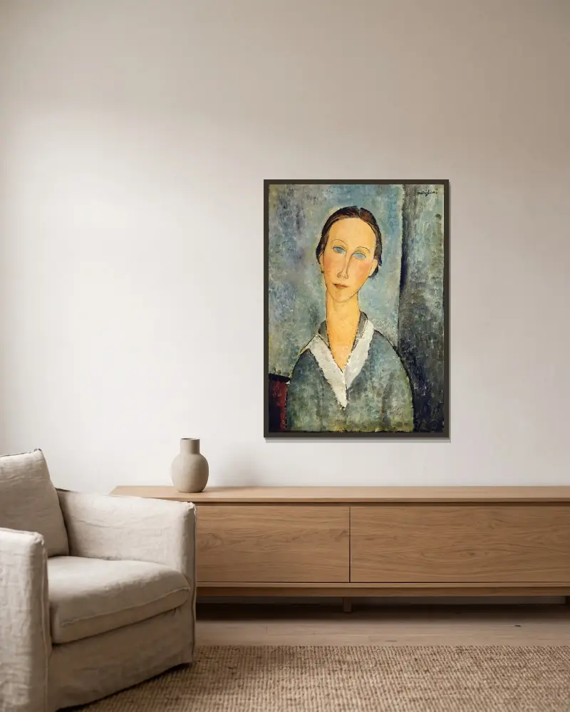 Flicka i sjömansblus av Amedeo Modigliani inramad på en vägg