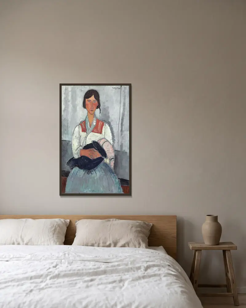 Gypsy Woman with Baby av Amedeo Modigliani inramad på en vägg