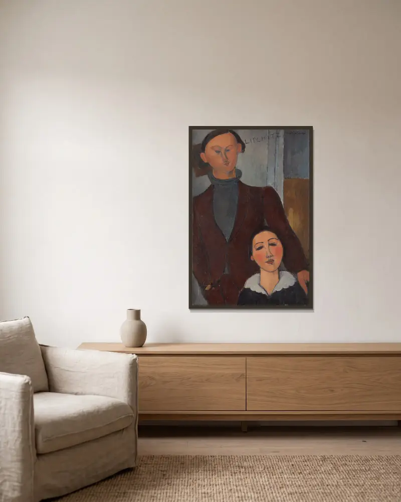 Jacques und Berthe Lipchitz von Amedeo Modigliani gerahmt an einer Wand