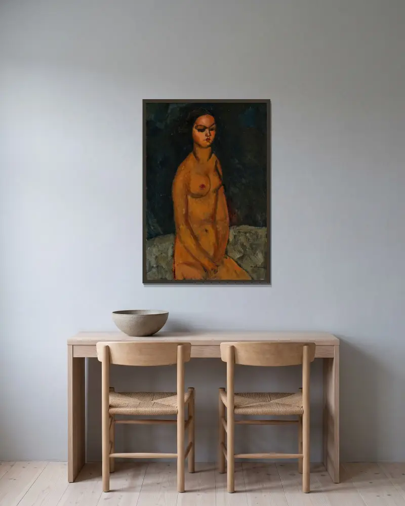 Sedící akt, 1908, Amedeo Modigliani v rámu na stěně