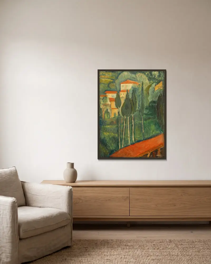Paysage dans le Midi av Amedeo Modigliani inramad på en vägg