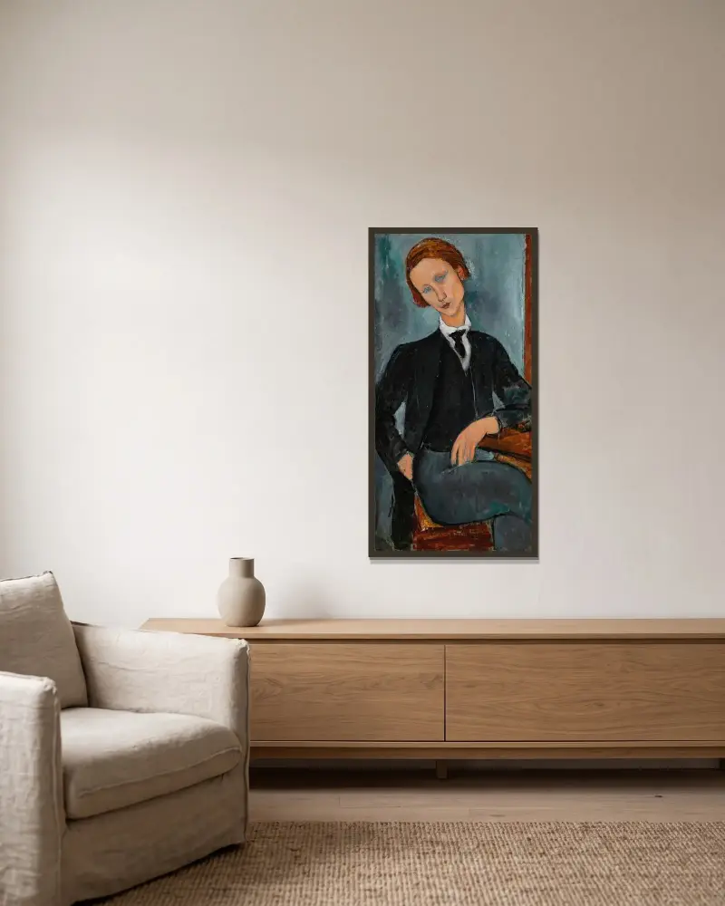 Porträt des Baranowski von Amedeo Modigliani gerahmt an einer Wand