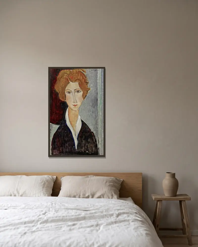 Portrait De Femme, 1917 av Amedeo Modigliani inramad på en vägg