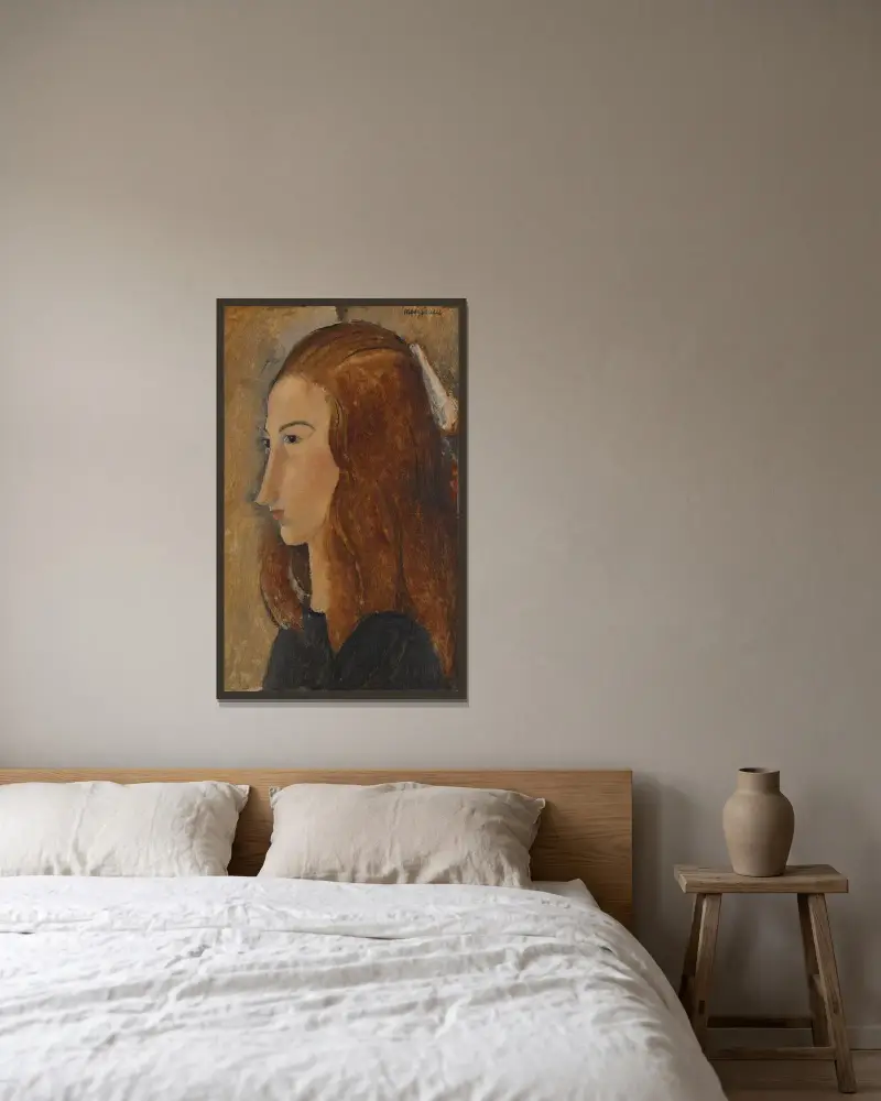 Portrait of a Young Woman, 1918 – nr 2 av Amedeo Modigliani inramad på en vägg