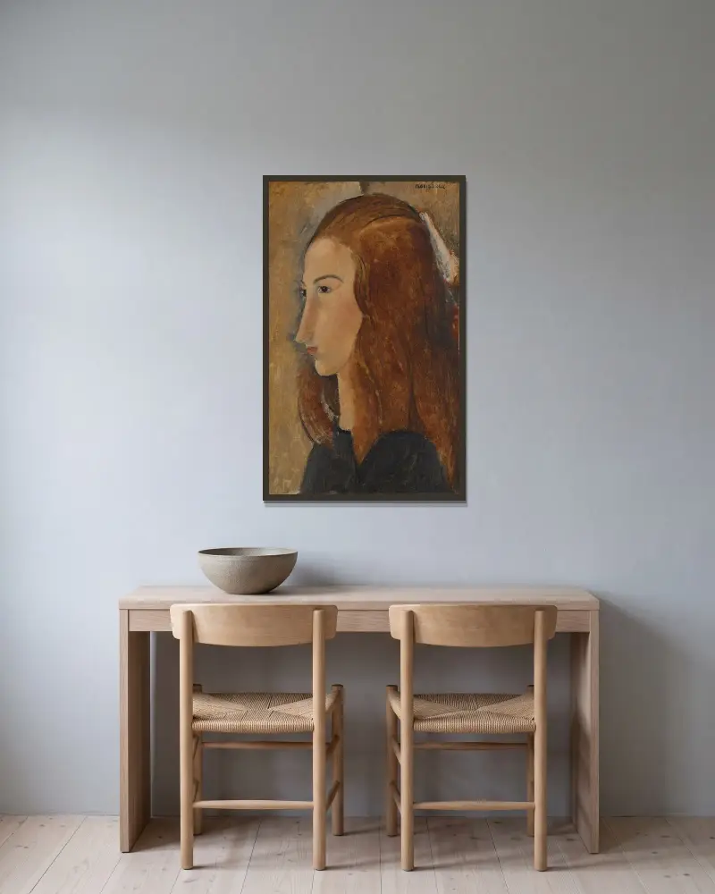Portrait of a Young Woman, 1918 – nr 2 av Amedeo Modigliani inramad på en vägg
