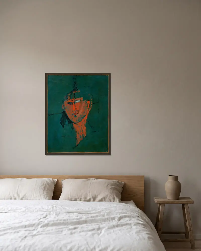Czerwona głowa, Amedeo Modigliani w ramie na ścianie
