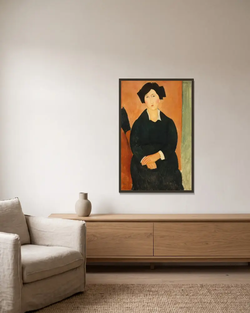 Der Italiener von Amedeo Modigliani gerahmt an einer Wand