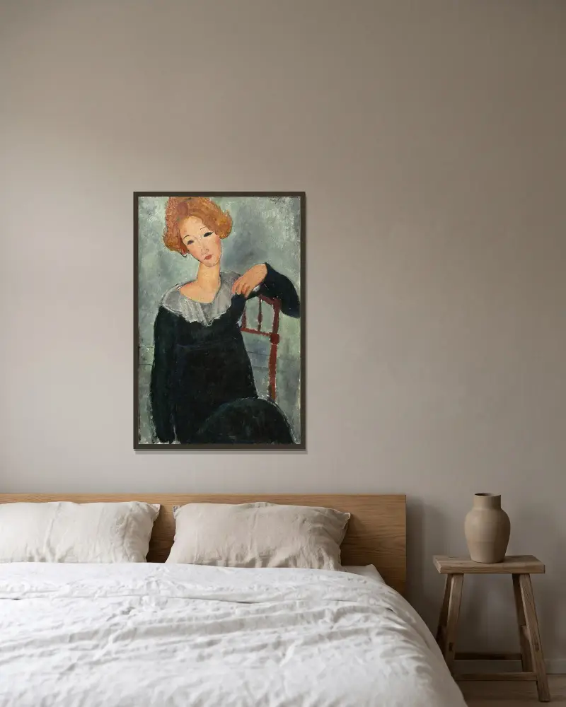 Woman with Red Hair av Amedeo Modigliani inramad på en vägg