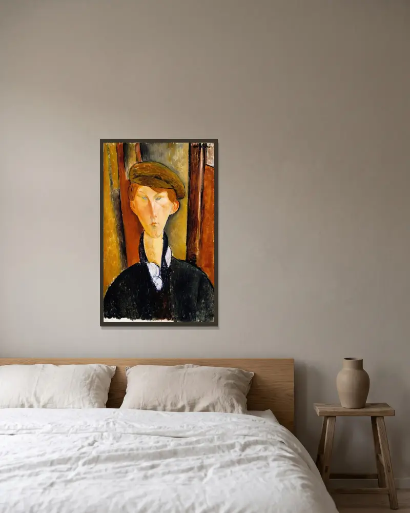Mladý muž s čepicí, Amedeo Modigliani v rámu na stěně