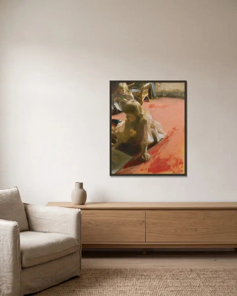 Porträt der Töchter von Ramón Subercaseaux von Anders Zorn gerahmt an einer Wand