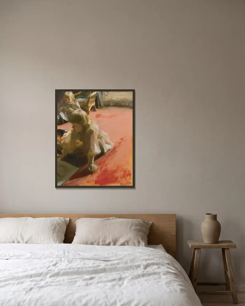 Porträt der Töchter von Ramón Subercaseaux von Anders Zorn gerahmt an einer Wand