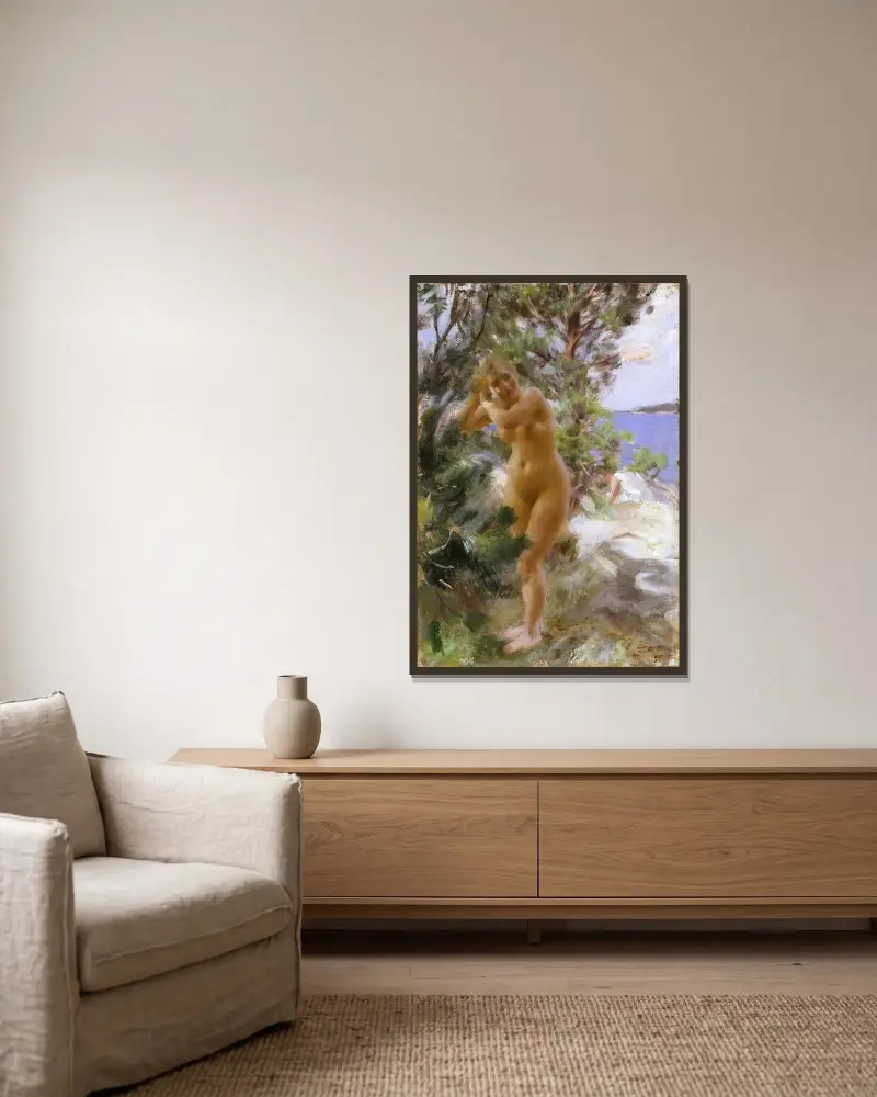 Po koupeli, Anders Zorn v rámu na stěně