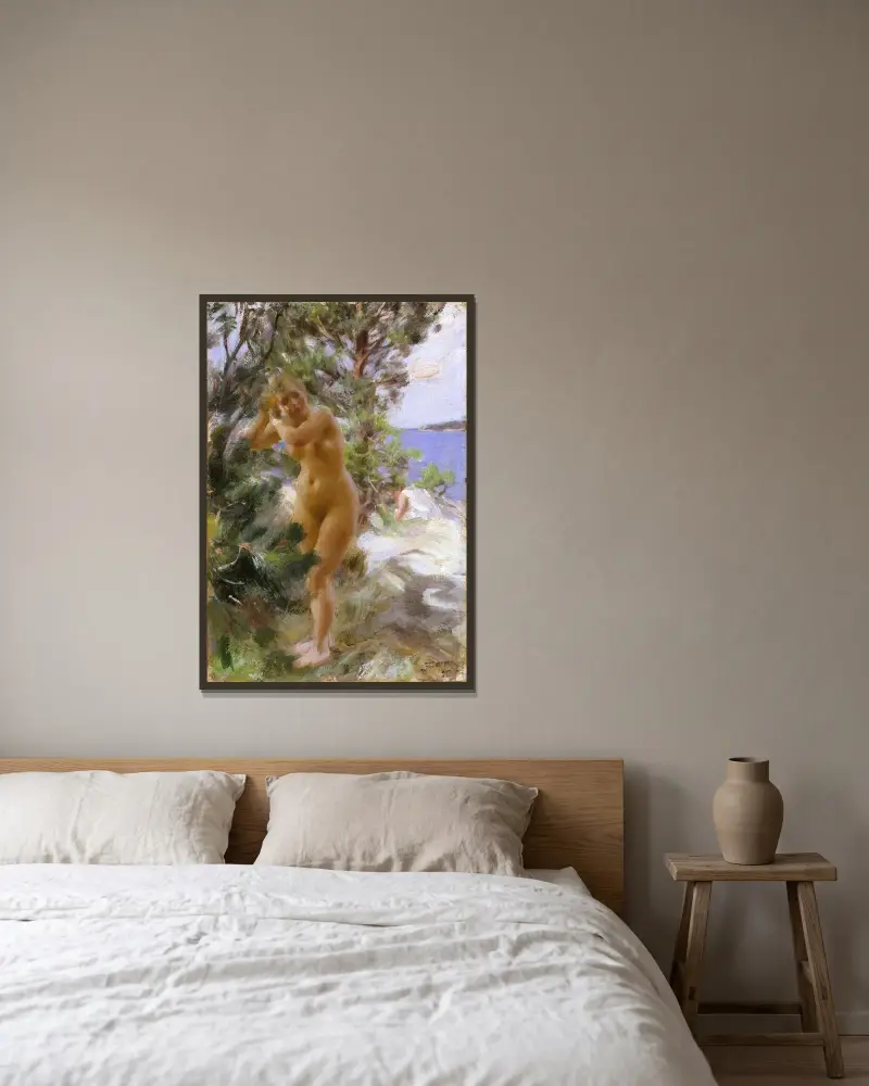 Po koupeli, Anders Zorn v rámu na stěně