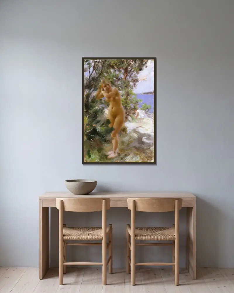 Po koupeli, Anders Zorn v rámu na stěně