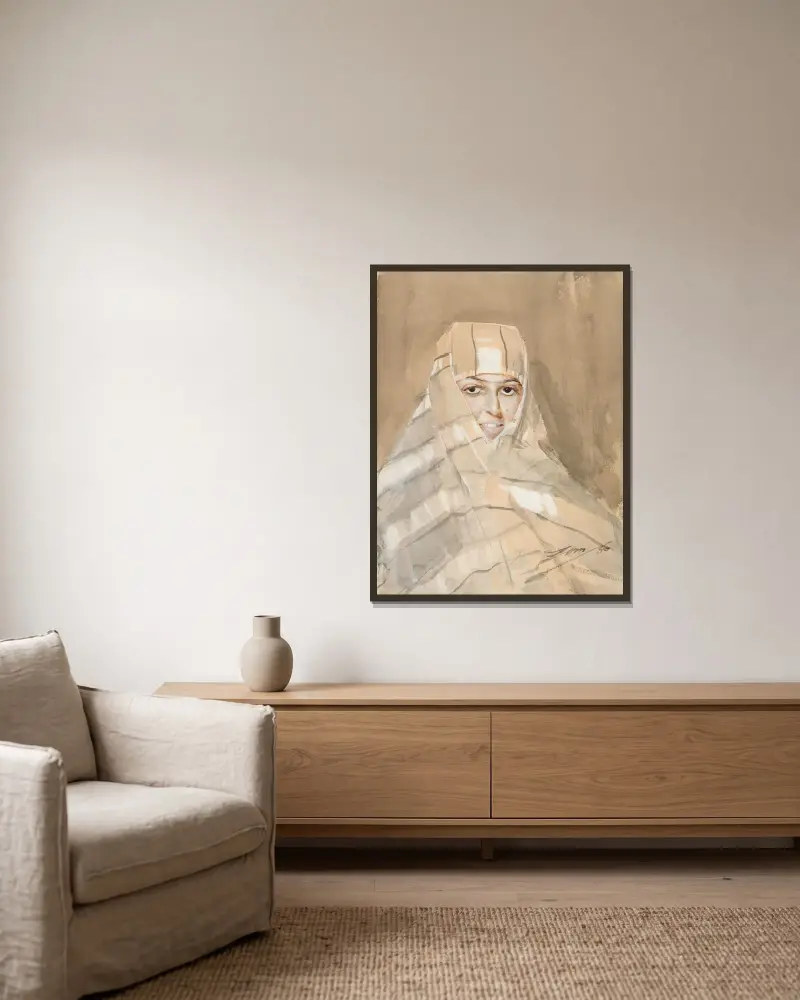 Beduinenmädchen von Anders Zorn gerahmt an einer Wand