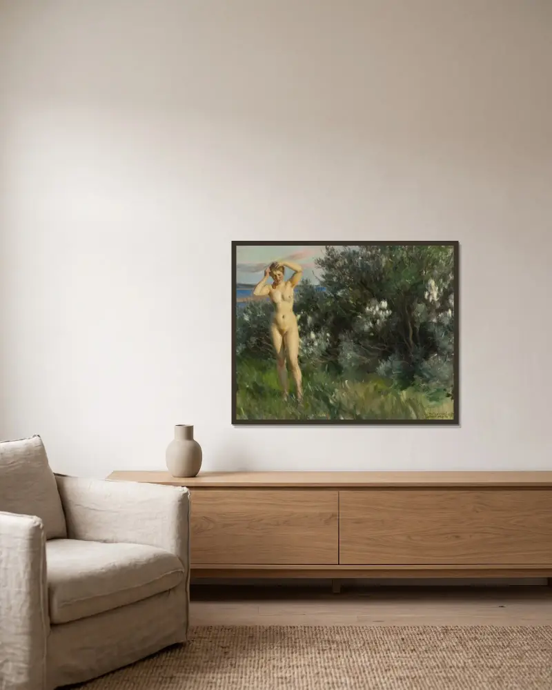 Am Siljansee von Anders Zorn gerahmt an einer Wand