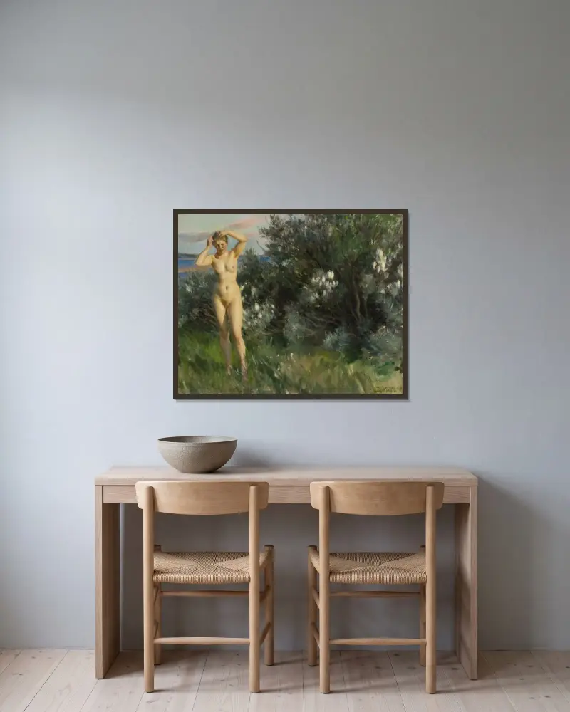 Am Siljansee von Anders Zorn gerahmt an einer Wand