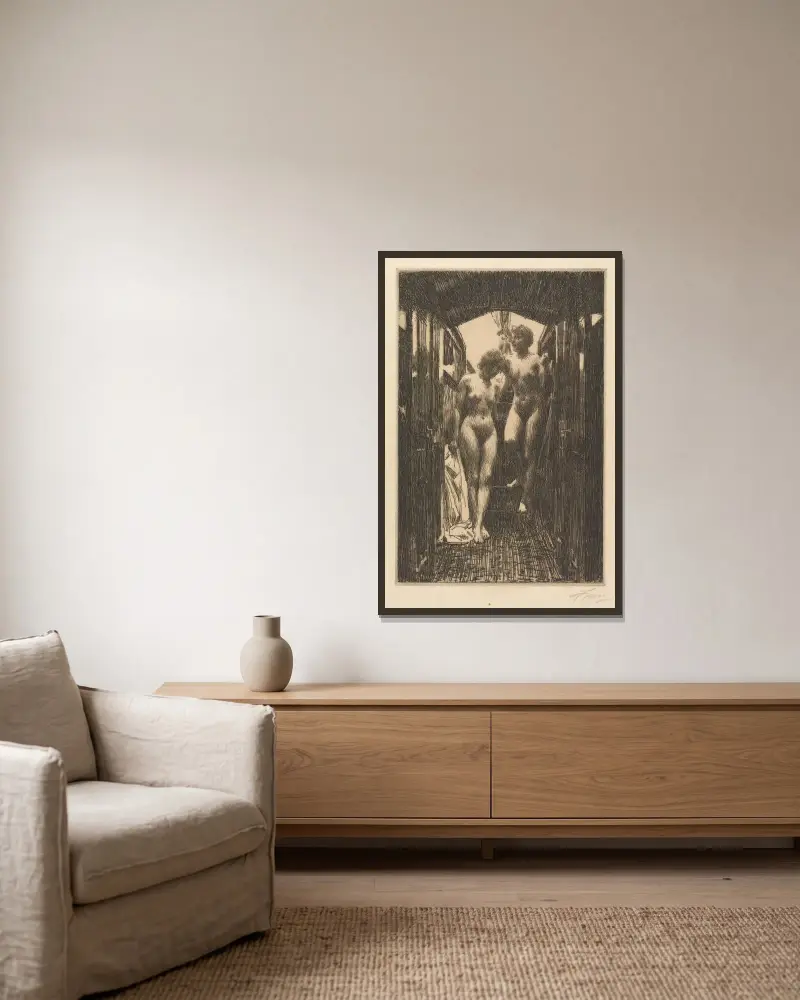 Chata, Anders Zorn v rámu na stěně