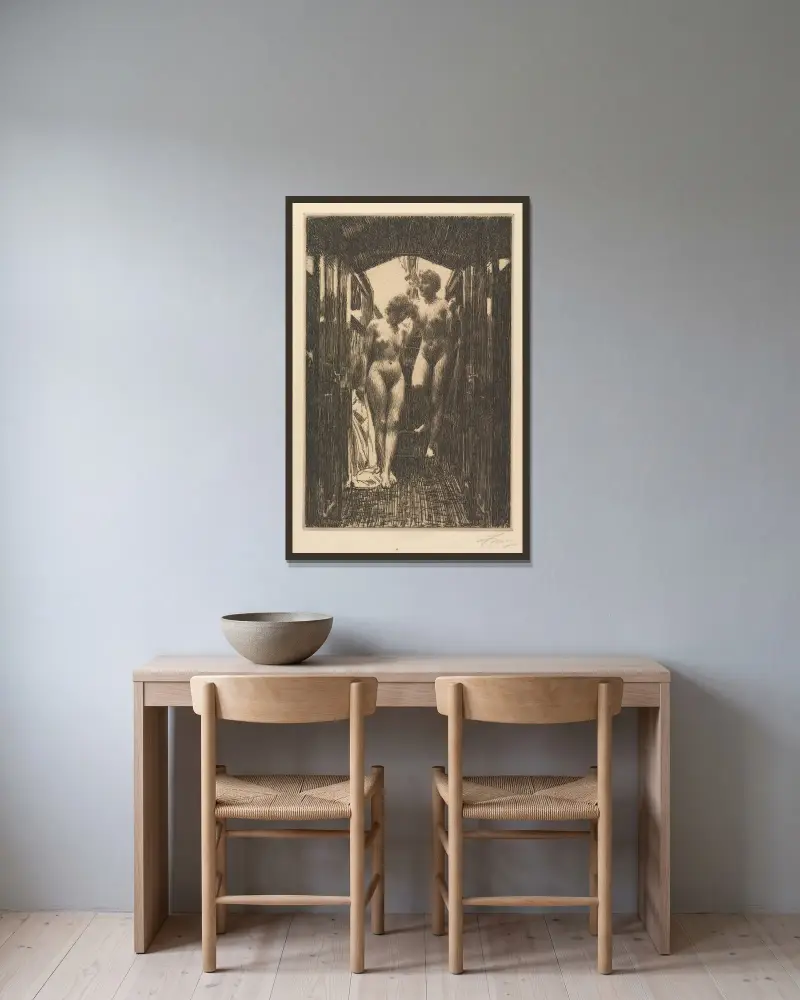 Chata, Anders Zorn v rámu na stěně