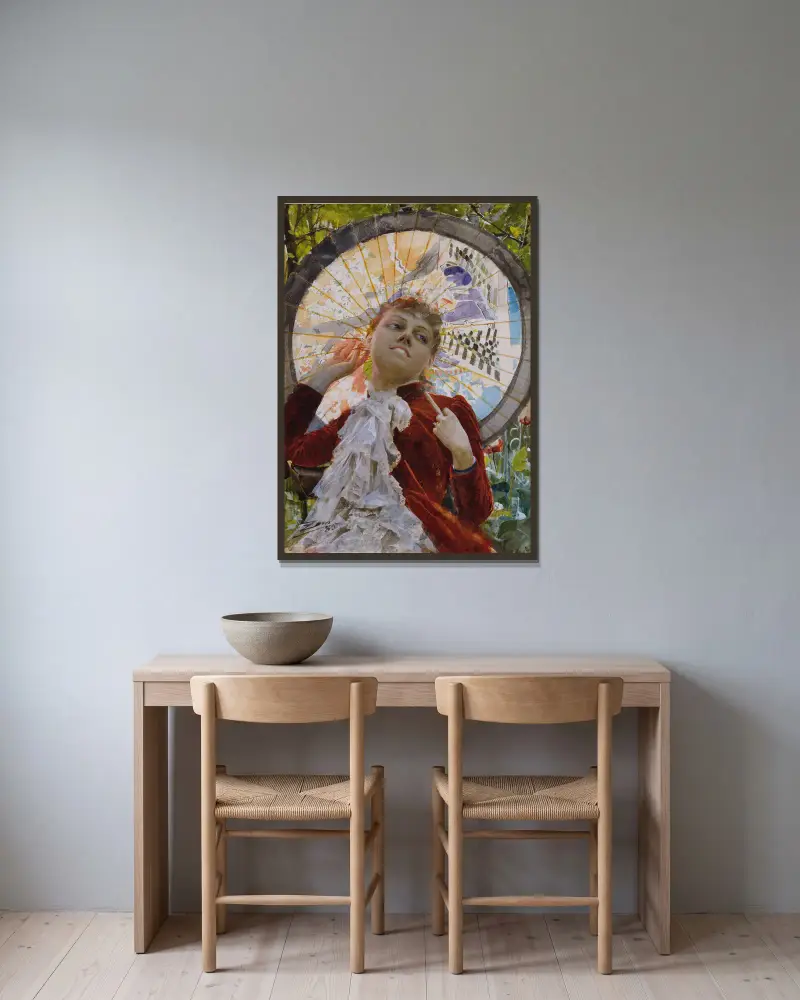 Luftslott av Anders Zorn inramad på en vägg
