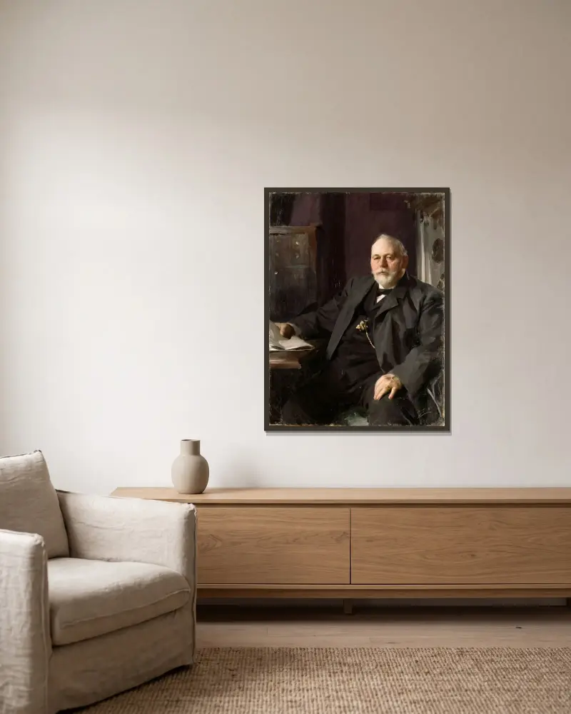 Director Frans R. Heiss av Anders Zorn inramad på en vägg