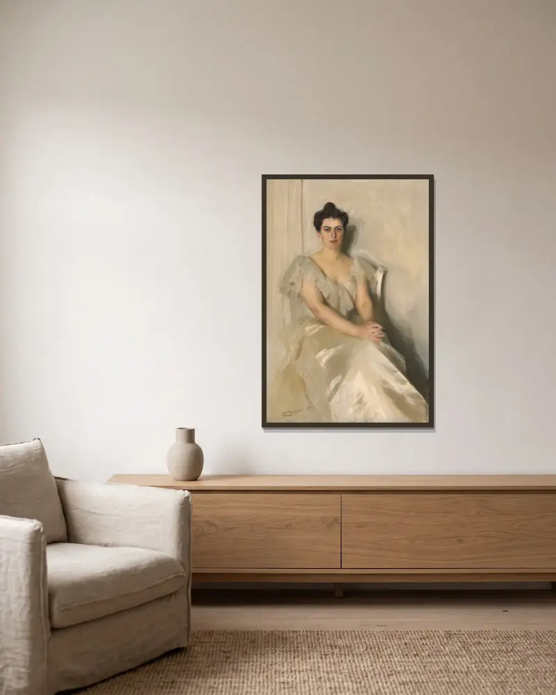 Frances Folsom Cleveland av Anders Zorn inramad på en vägg