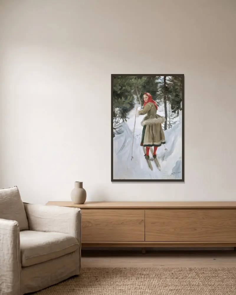 Mädchen aus Mora von Anders Zorn gerahmt an einer Wand