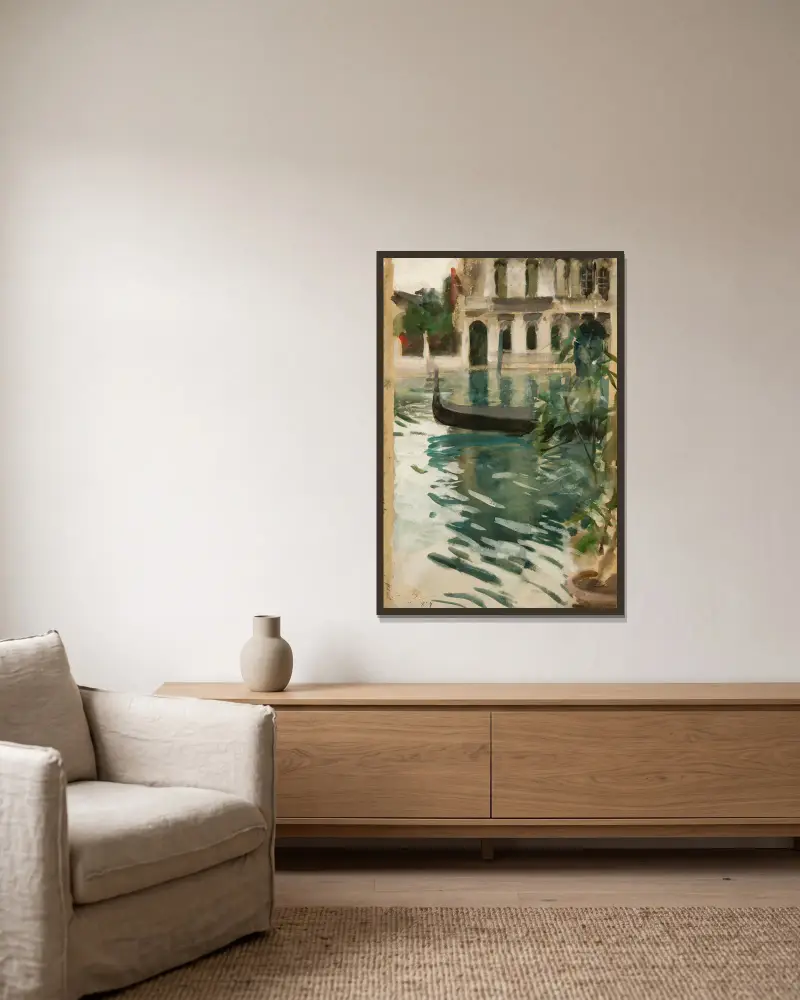 Gondel, Venedig von Anders Zorn gerahmt an einer Wand