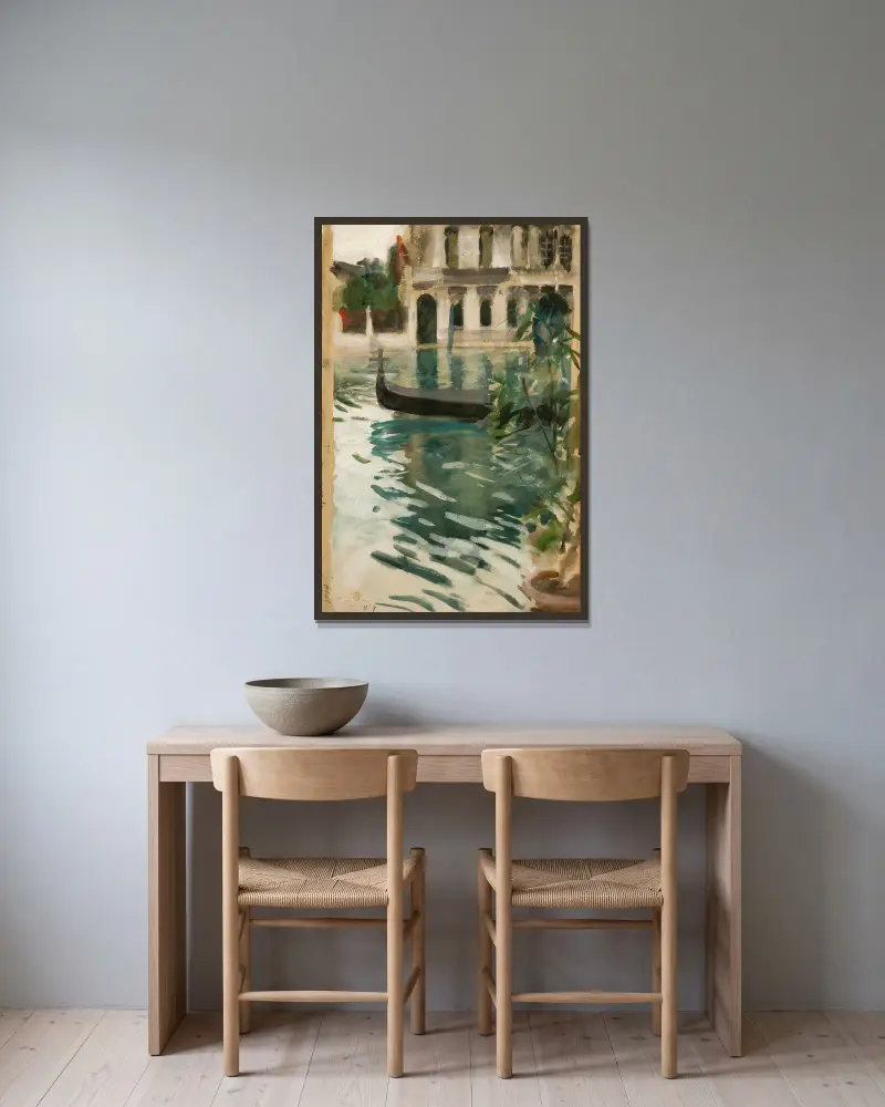 Gondel, Venedig von Anders Zorn gerahmt an einer Wand