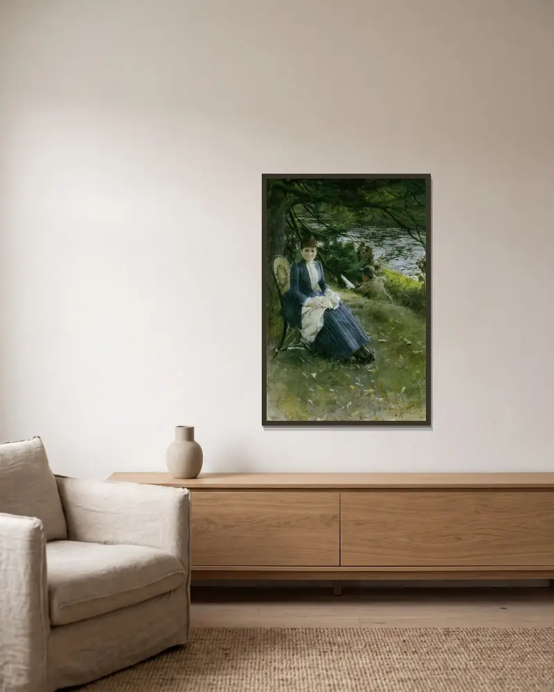 In Schottland (Mrs. Symons) von Anders Zorn gerahmt an einer Wand