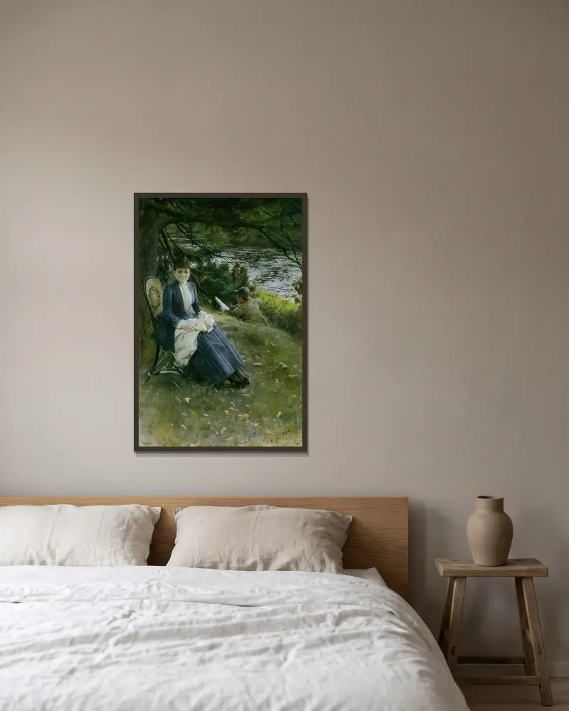 In Schottland (Mrs. Symons) von Anders Zorn gerahmt an einer Wand