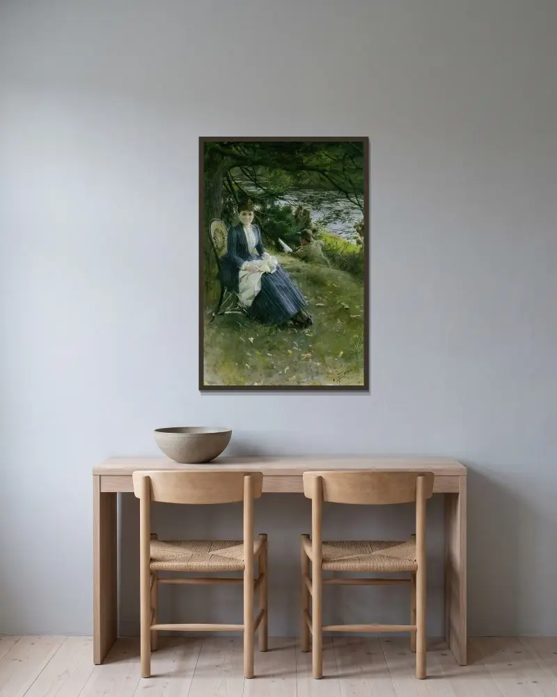In Schottland (Mrs. Symons) von Anders Zorn gerahmt an einer Wand