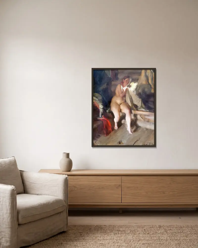 V podkroví, Anders Zorn v rámu na stěně