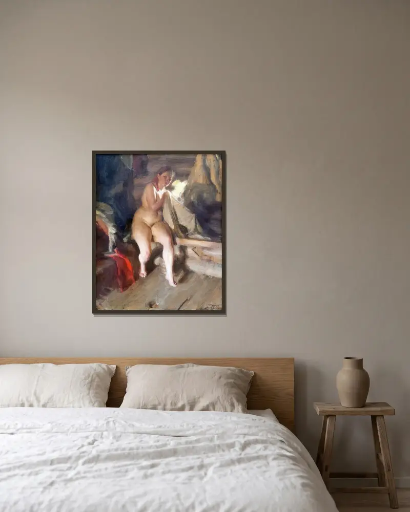 V podkroví, Anders Zorn v rámu na stěně