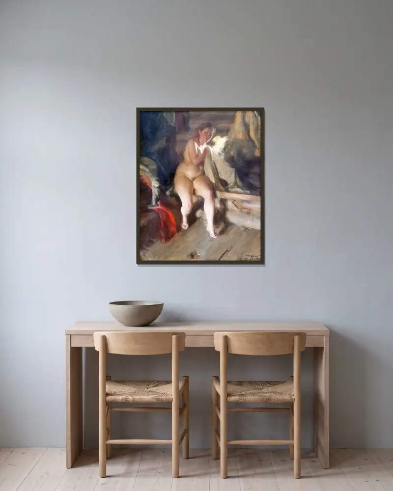 V podkroví, Anders Zorn v rámu na stěně