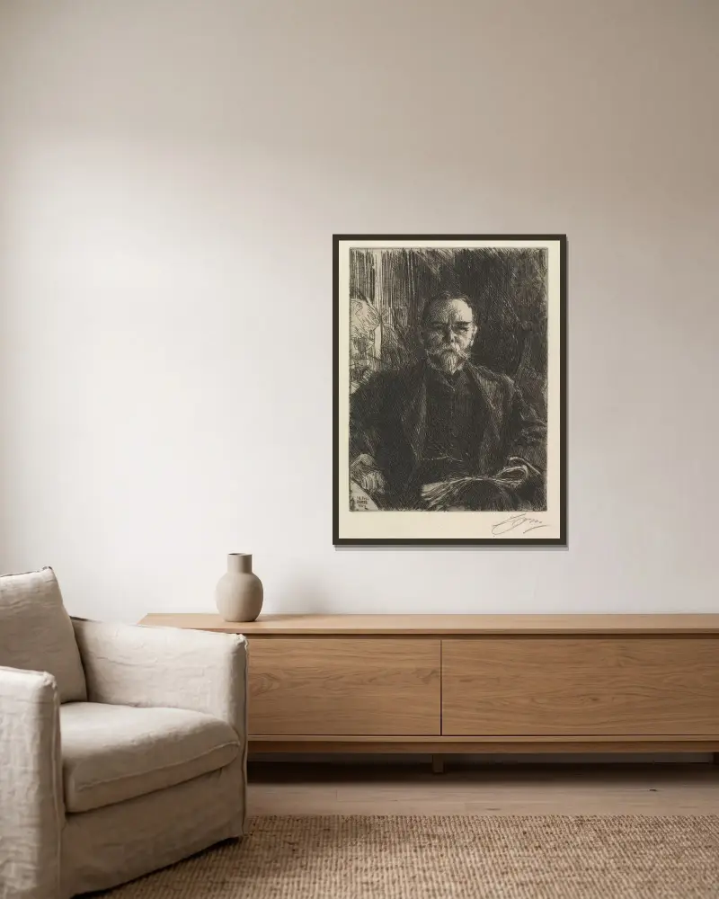 John Hay von Anders Zorn gerahmt an einer Wand