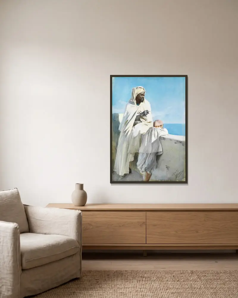 Mann und Junge in Algier von Anders Zorn gerahmt an einer Wand
