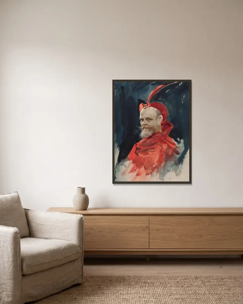 Mephisto (Konsul Dahlander) von Anders Zorn gerahmt an einer Wand