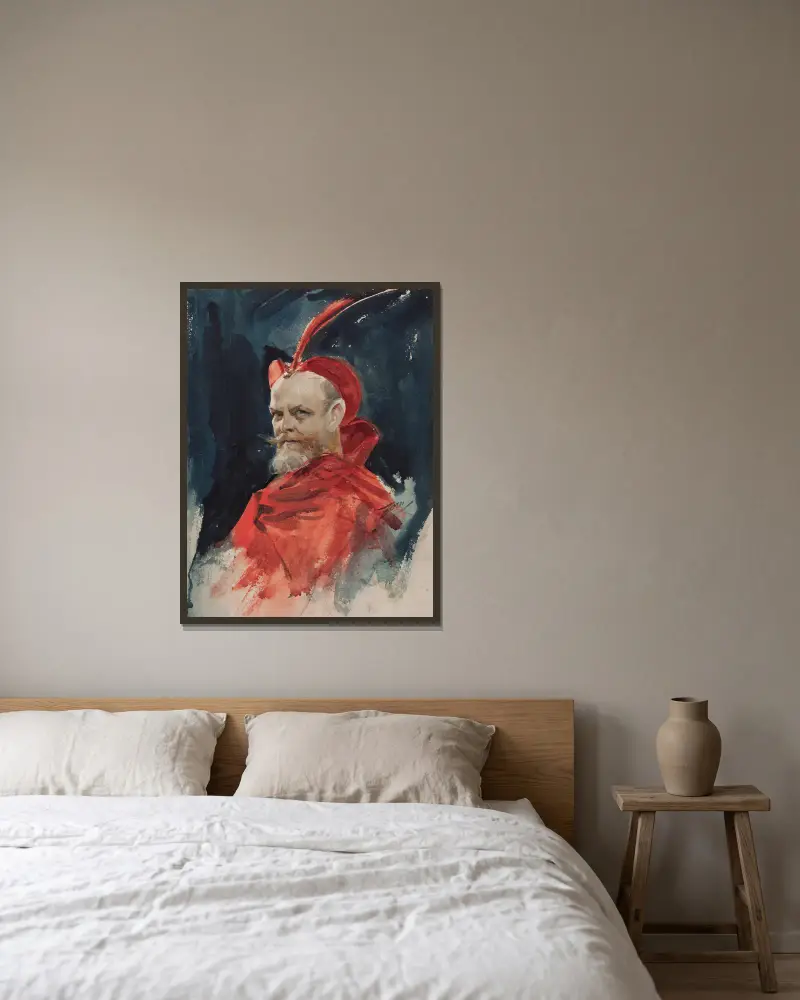 Mephisto (Konsul Dahlander) von Anders Zorn gerahmt an einer Wand