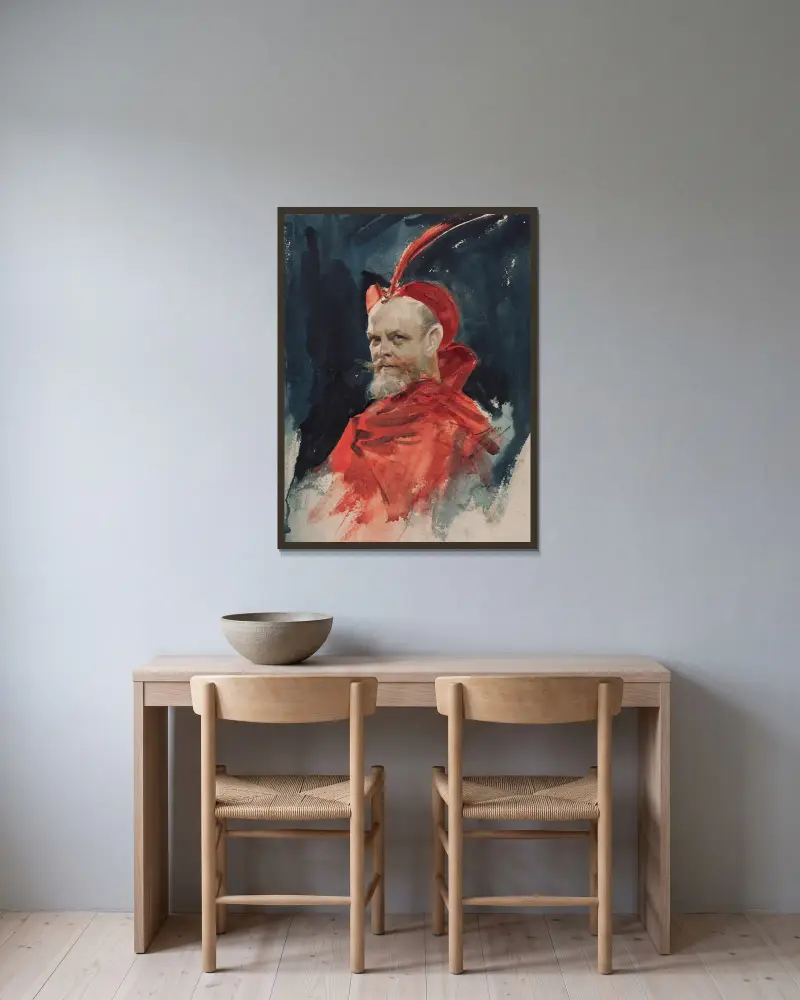Mephisto (Konsul Dahlander) von Anders Zorn gerahmt an einer Wand