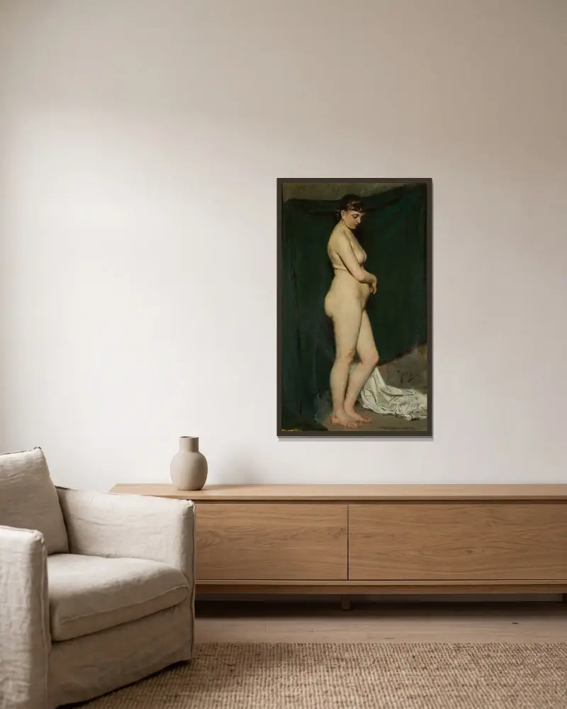 Modellstudie av Anders Zorn inramad på en vägg