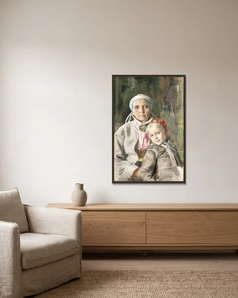 Mona a Karin, Anders Zorn v rámu na stěně